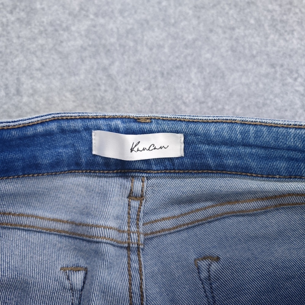 Kancan Jeans‎ 9/28 Flare Blue Denim Stretch High Rise Light Wash Released Hem - Picture 4 of 11